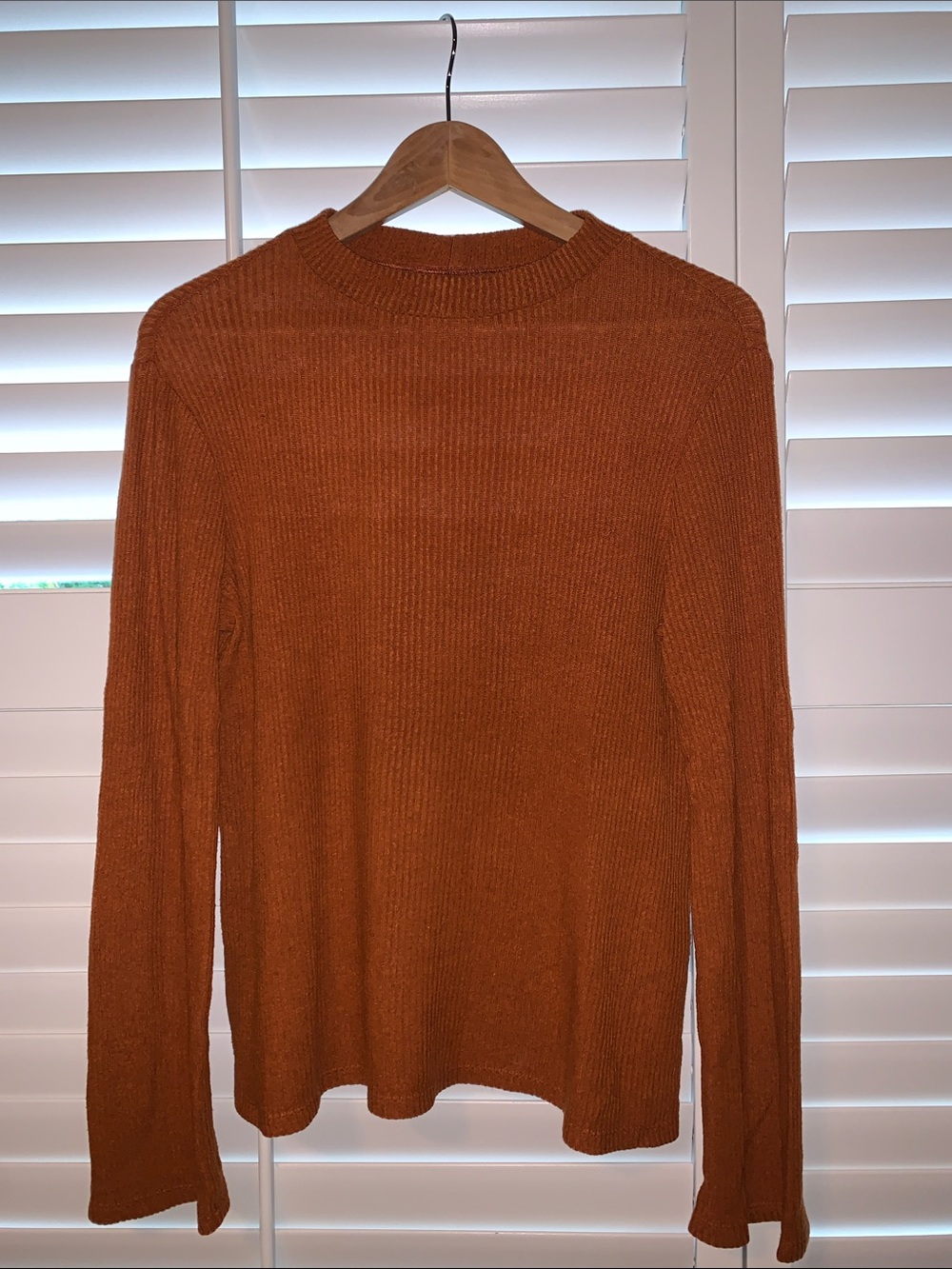 Reformation rust orange ribbed knit top